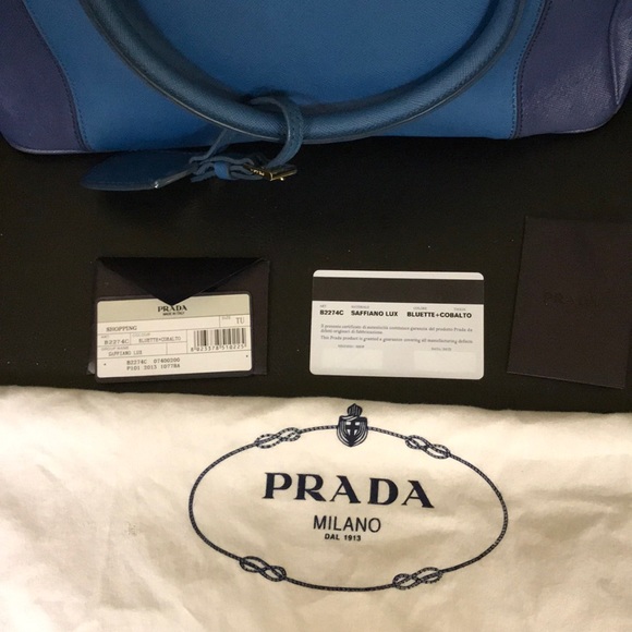 Prada Saffiano Lux purse Bluette+Cobalto - Picture 2 of 8
